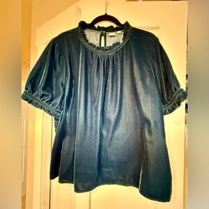 GAP Elegant Navy Blue Velvet Women's Top